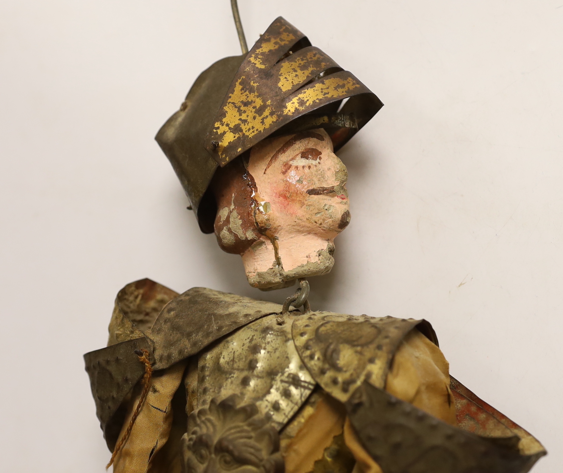 A 19th century Sicilian marionette knight puppet, 44cms, with book - Vaudoyer, Jean-Louis - La Sicile, inscribed ‘’To dearest Sarah Hamilton…with devoted love from Anthony Ireland‘’, [British actor 1902-1957], together w